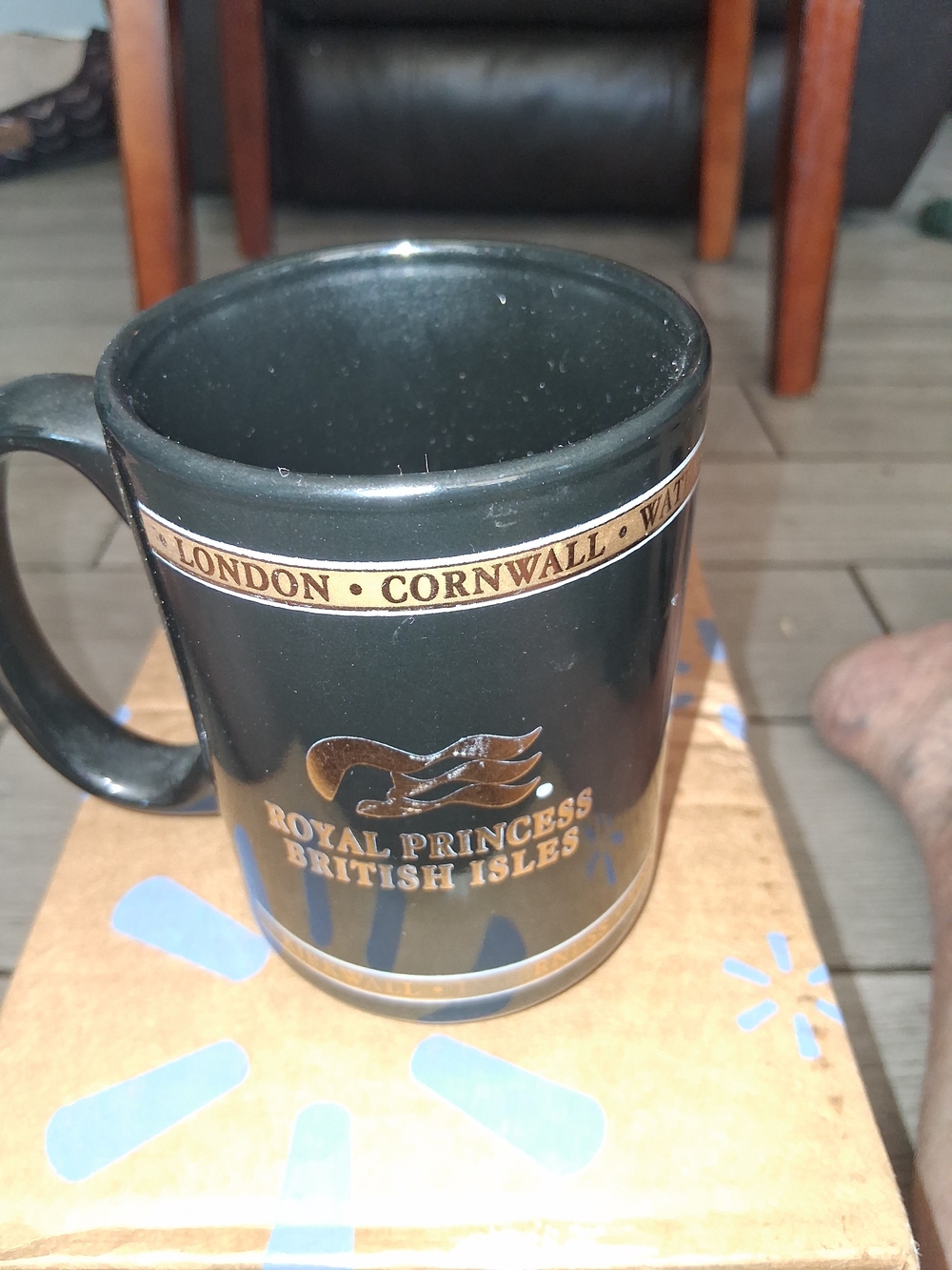 Royal Princess British Isles Black Ceramic Mug with Gold Accents